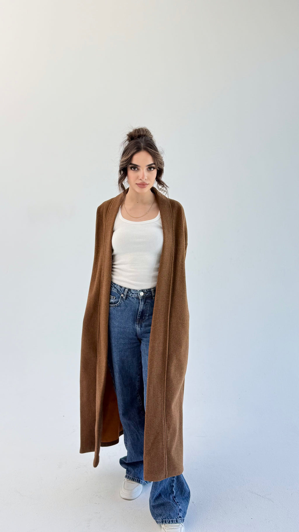 Long Line Cardigan - Brown
