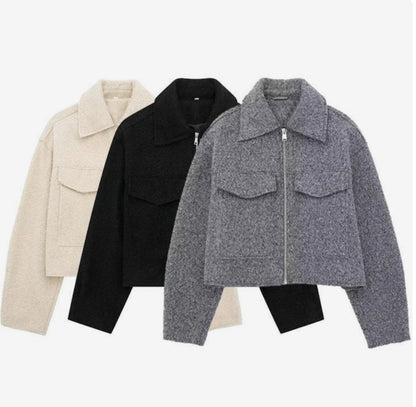 Aveline Cropped Jacket - Beige