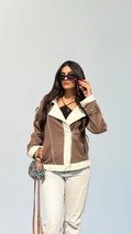 Too Blessed Fur Leather Jacket- Amber Brown