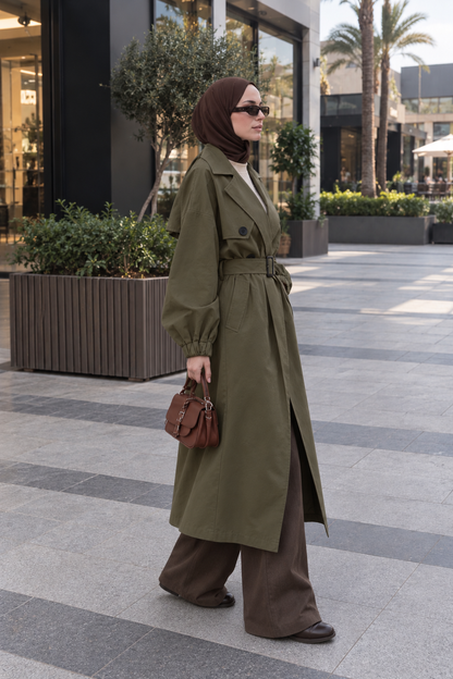 Elyra trench coat - dark olive