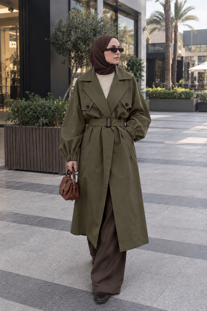 Elyra trench coat - dark olive