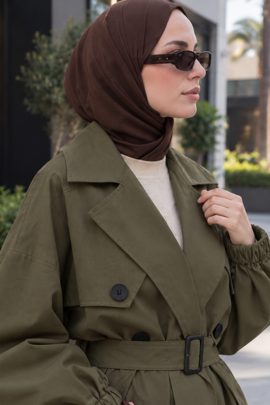 Elyra trench coat - dark olive