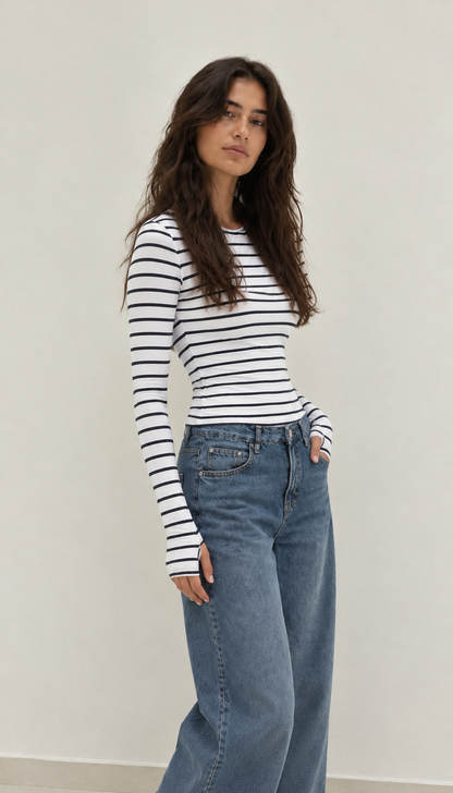 Stripped Top - white