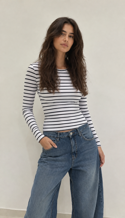 Stripped Top - white