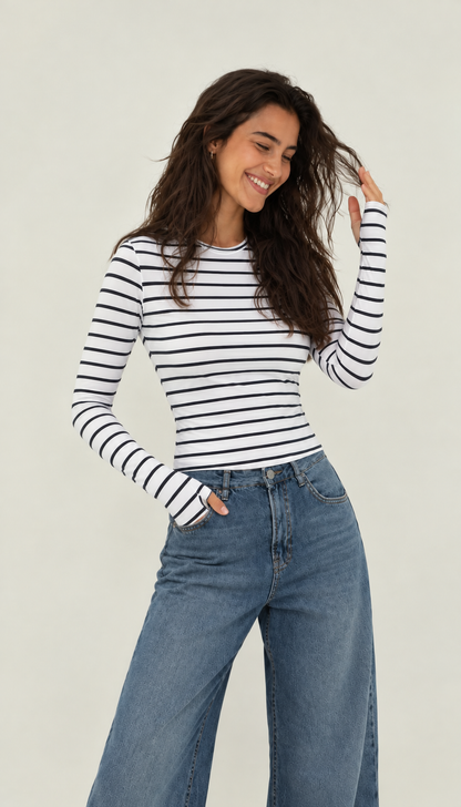 Stripped Top - white