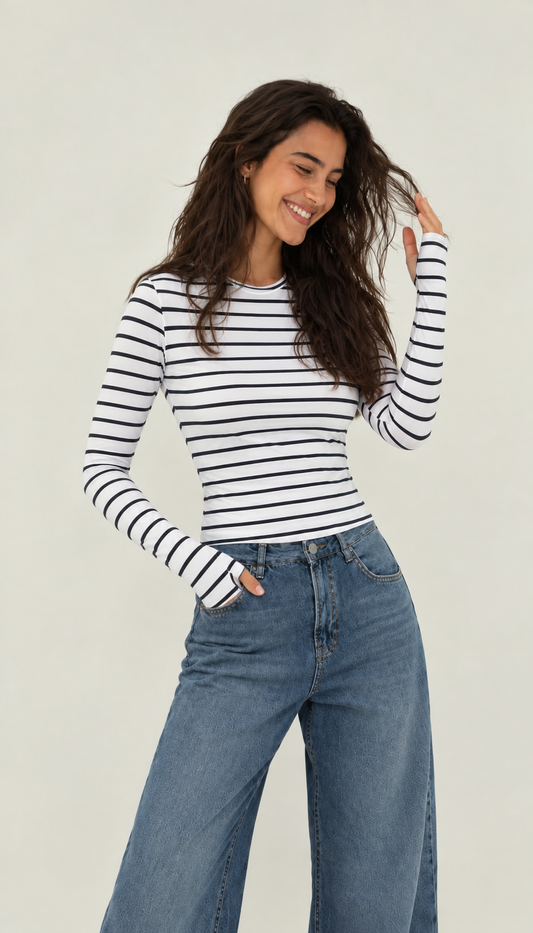 Stripped Top - white